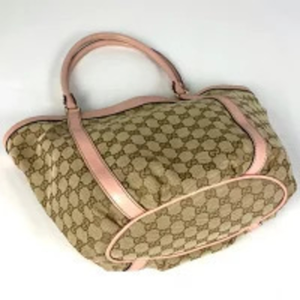 Gucci bag shoulder GG canvas pink beige tote handbag Abbey Pink Tan